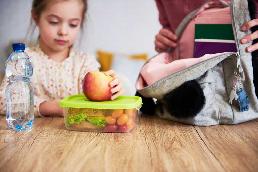 ظرف غذای کودک برای تغذیه اش در مدرسه 