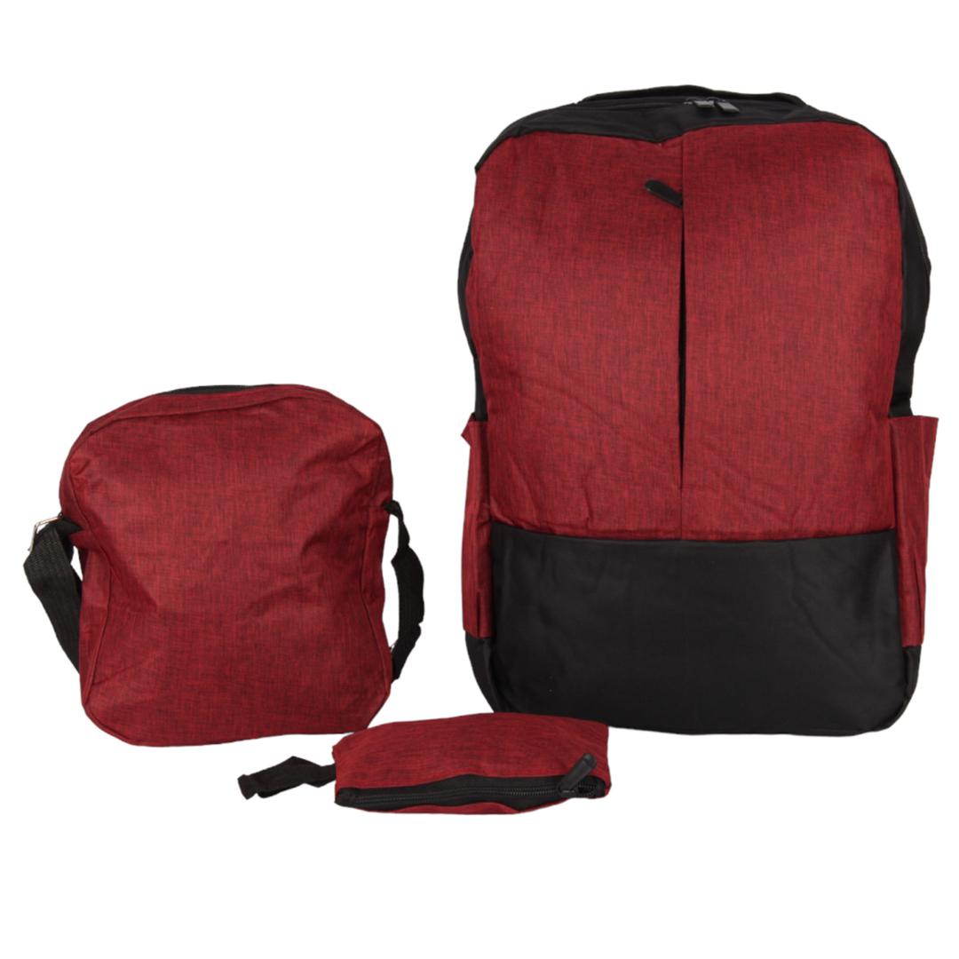 کوله پشتی مدل 2937 به همراه جامدادی و کیف غذا قرمز رنگ