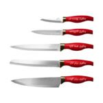 سرویس چاقو آشپزخانه 6 پارچه کاراجا مدل Japanese red