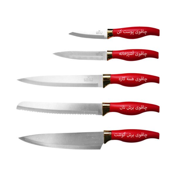 سرویس چاقو آشپزخانه 6 پارچه کاراجا مدل Japanese red