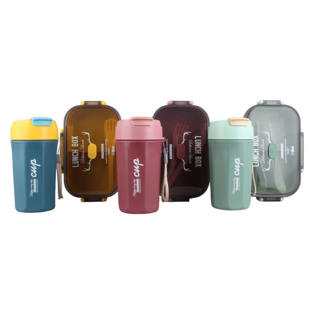 ست ظرف غذا به همراه لیوان نمای کلی