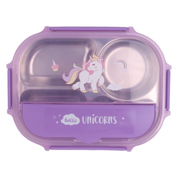 ظرف غذا استیل طرح unicorn نمای رو به رو