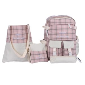 همه تکه های کوله پشتی طرح Burberry ست چهار تکه کد 958 صورتی