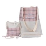 سه تکه از کوله پشتی طرح Burberry ست چهار تکه کد 958 صورتی