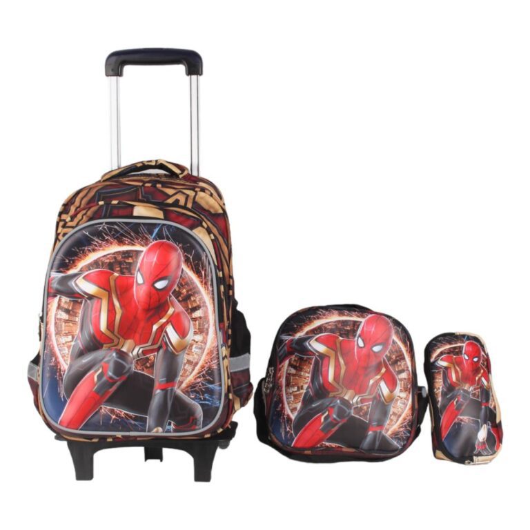 کیف مدرسه چرخدار طرح IRON SPIDER به همراه چرخ