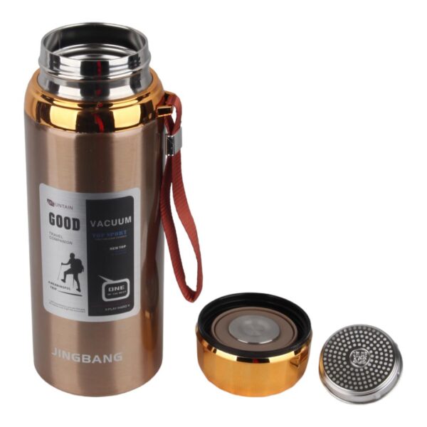 فلاسک درجه دار 600ml مدل JINGBANG طلایی نمای رو به رو