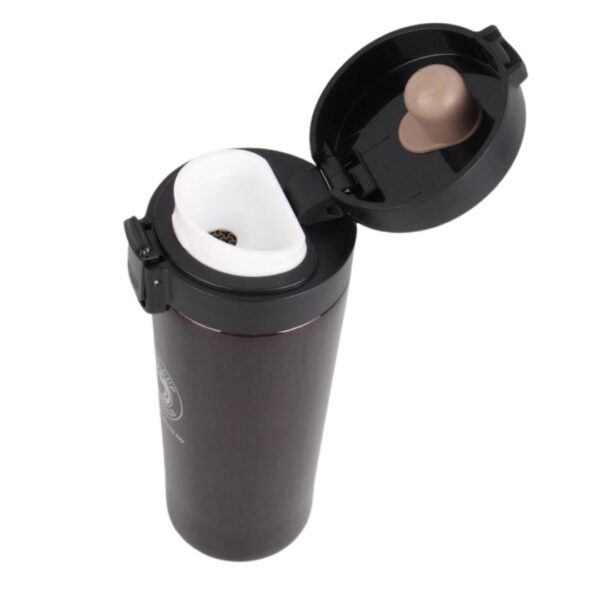 تراول ماگ استیل مدل COFFEE CUP قهوه ای تیره نمای داخلی