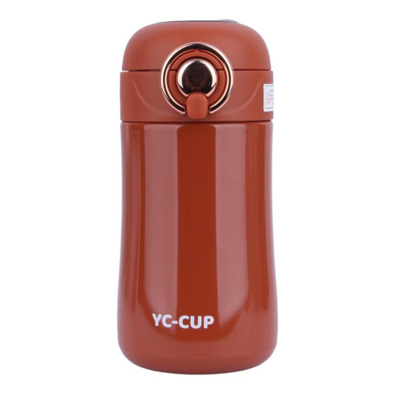 تراول ماگ قفل طلایی مدل YC-CUP رنگ قرمز نمای جلو