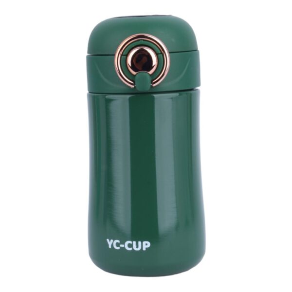 تراول ماگ قفل طلایی مدل YC-CUP رنگ سبز نمای جلو