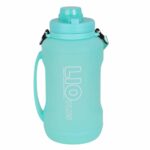 قمقمه ورزشی مدل تاشو رنگ سبز آبی نمای جلو