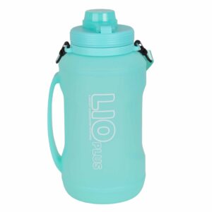 قمقمه ورزشی مدل تاشو رنگ سبز آبی نمای جلو