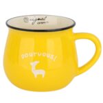 ماگ رجینال زرد با 4 طرح طرح آهو