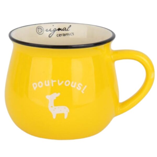 ماگ رجینال زرد با 4 طرح طرح آهو