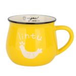 ماگ رجینال زرد با 4 طرح طرح مرغ