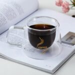 ماگ پیرکس دوجداره طرح کافی با قهوه