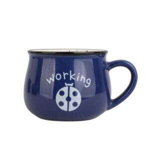 ماگ رجینال کوچک طرح working سرمه ای رو به رو