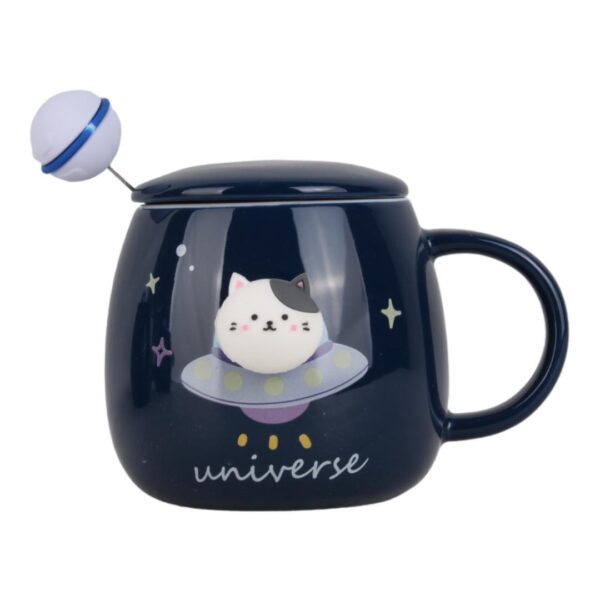 ماگ فانتزی گربه فضانورد طرح universe نمای رو به رو