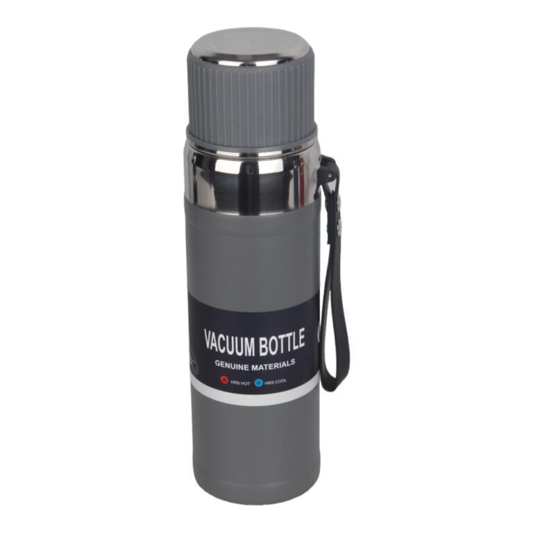 فلاسک مدل vacuum bottle -نمای جلو-خاکستری