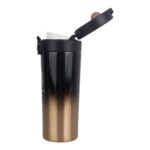 تراول ماگ استیل مدل COFFEE CUP مشکی-طلایی نمای جانبی
