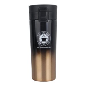 تراول ماگ استیل مدل COFFEE CUP مشکی-طلایی