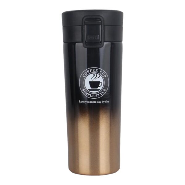 تراول ماگ استیل مدل COFFEE CUP مشکی-طلایی