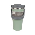 تراول ماگ طرح استنلی 600ml سبز پسته ای نمای رو به رو