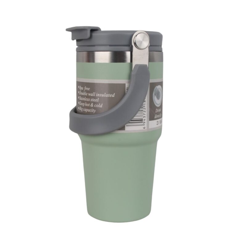 تراول ماگ طرح استنلی 600ml سبز پسته ای نمای جانبی