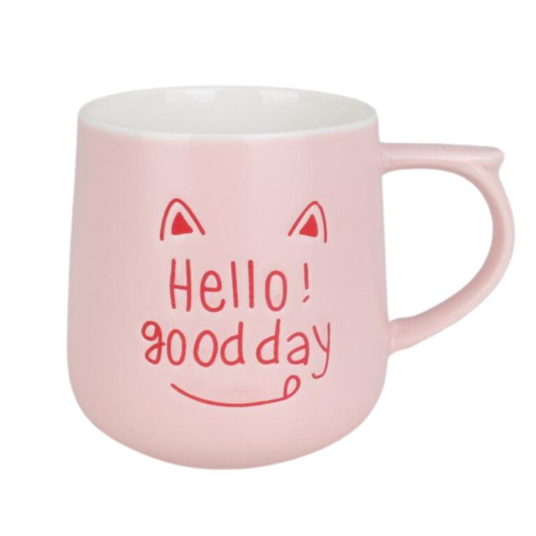 ماگ طرح hello good day صورتی پاستیلی