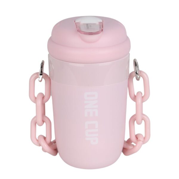 تراول ماگ زنجیر دار مدل one cup صورتی پاستیلی