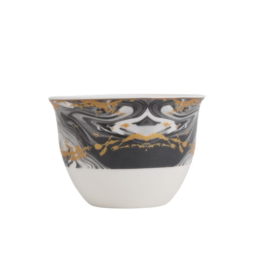 شات قهوه عربی طرح آبرنگی مشکی طلایی