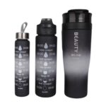 قمقمه سه قلو جدید مدل Tumbler آبرنگی مشکی-طوسی
