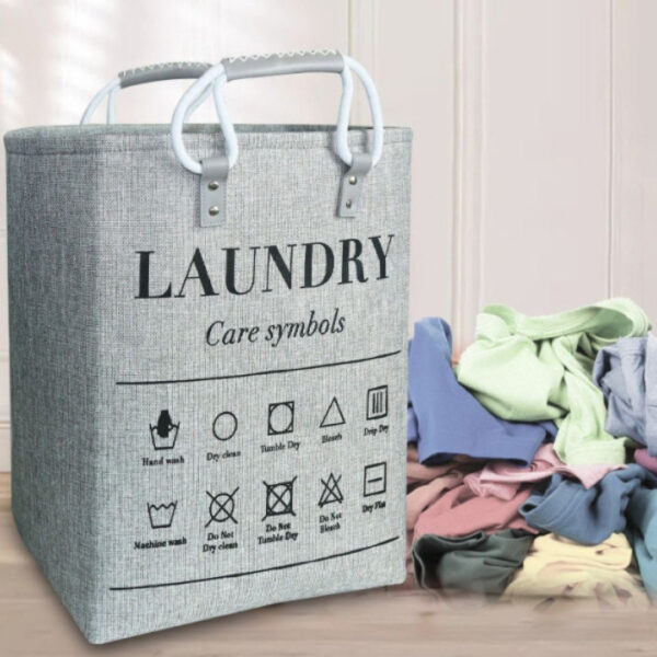 سبد لاندری طرح care symbols طوسی رنگ