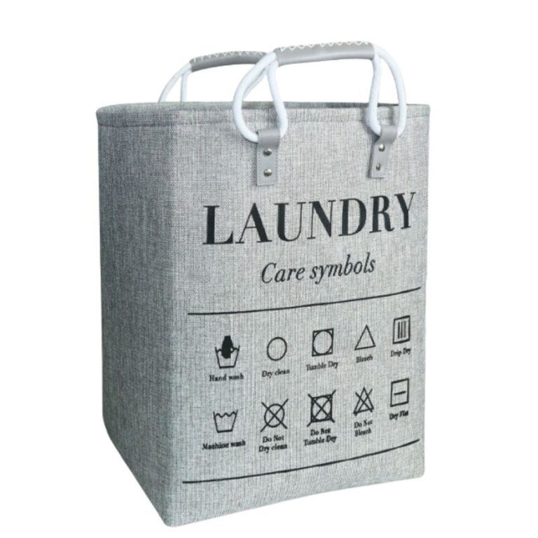 سبد لاندری طرح care symbols طوسی نمای جانبی