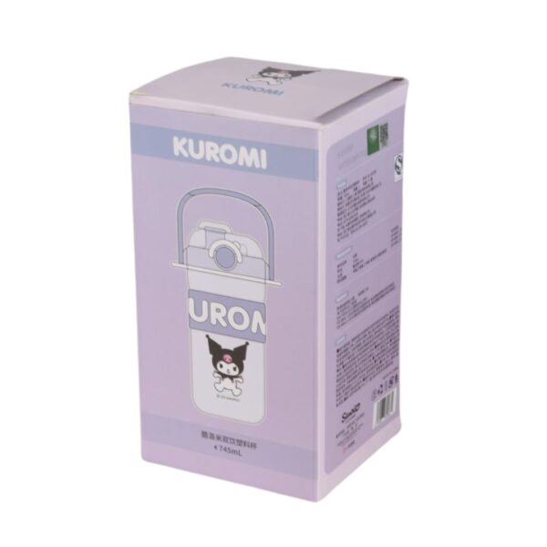 قمقمه دو حالته شفاف طرح KUROMI مدل دسته دار