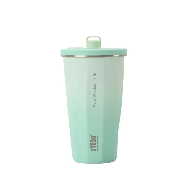 تراول ماگ تایسو مدل نی دار طرح آمبره 470ml نمای رو به رو رنگ سبز آبی