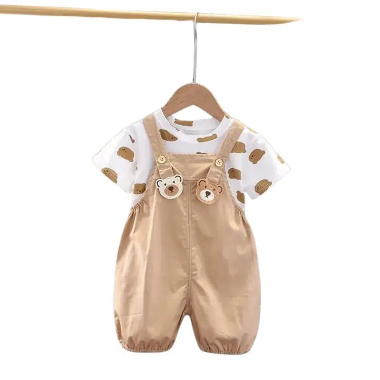 ست پسرانه تیشرت و سرهمی طرح خرسی