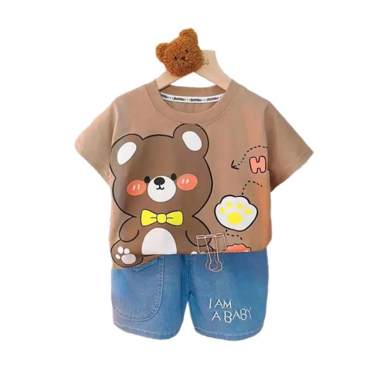 ست دو تکه پسرانه خرسی قهوه ای