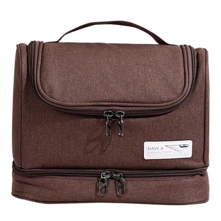 کیف لوازم آرایشی و بهداشتی مدل صندوقی رنگ قهوه ای