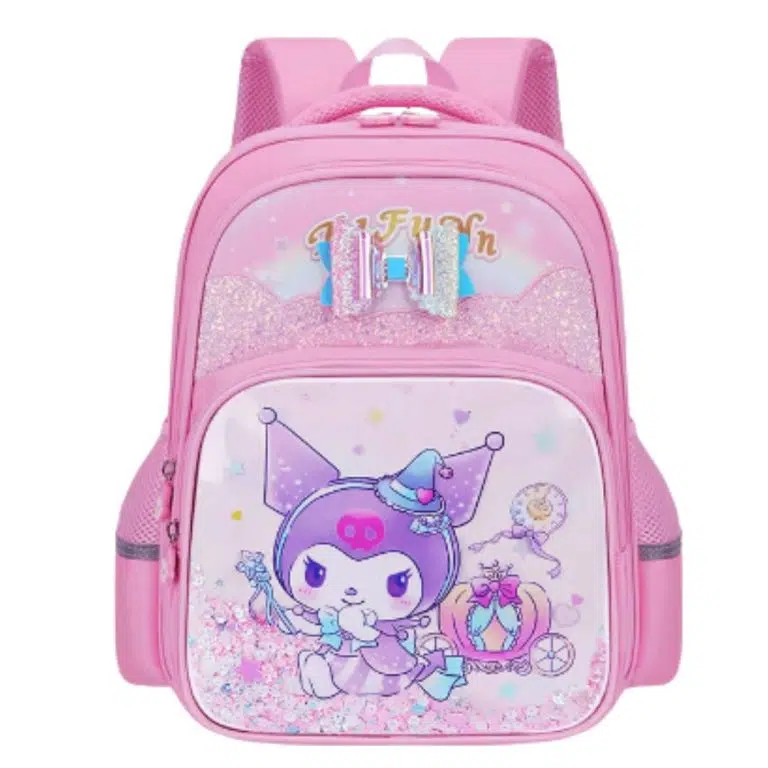 کوله پشتی دخترانه فانتزی کرومی طرح پاپیون نمای رو به رو