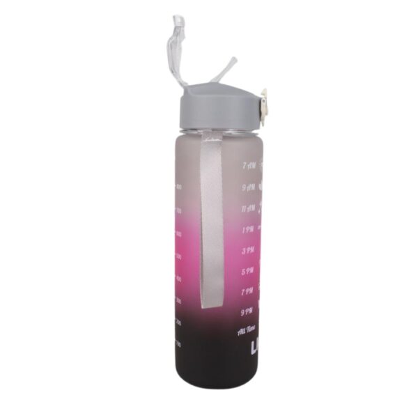 قمقمه مدل دوقلو استیکر دار مشکی-سرخابی 900ml نمای جانبی