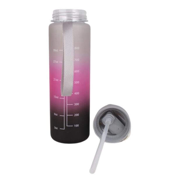 قمقمه مدل دوقلو استیکر دار مشکی-سرخابی 900ml نمای پشت