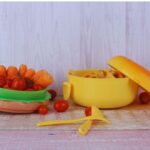 ظرف غذا طرح همبرگر مدل سه محفظه ای نمای ظرف غذا