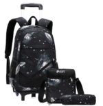 کیف مدرسه چرخدار طرح Black Galaxy مدل سه تکه کد 5114 نمای رو به رو