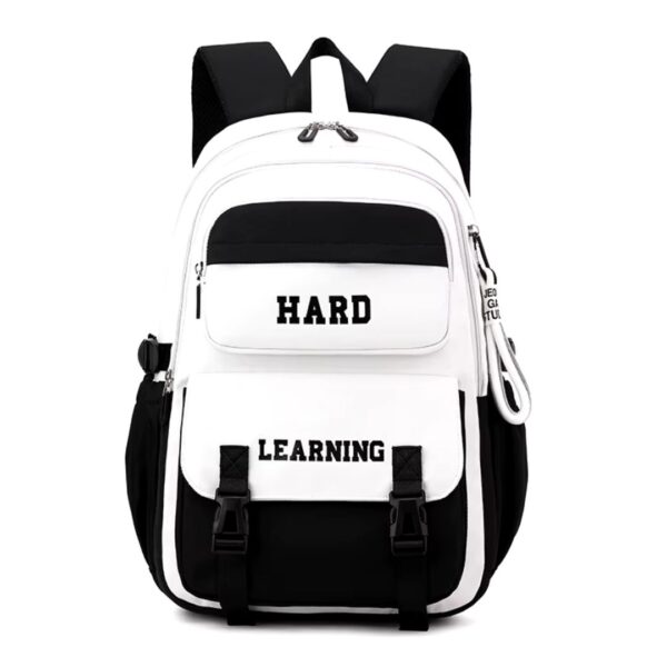 کوله پشتی اسپرت طرح HARD LAERNING رنگ مشکی سفید