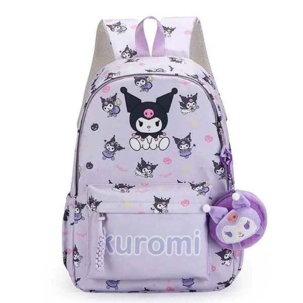 کوله پشتی طرحدار kuromi بند بافت رنگ یاسی