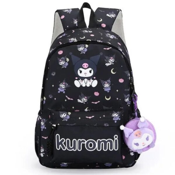 کوله پشتی طرحدار kuromi بند بافت رنگ مشکی