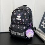 کوله پشتی طرحدار kuromi بند بافت رنگ مشکی نمای رو به رو