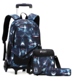 کیف مدرسه چرخدار طرح Black Galaxy مدل سه تکه کد 5114 نمای رو به رو