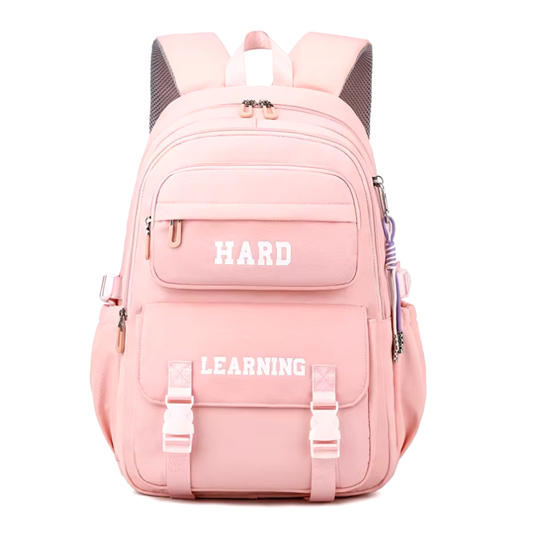 کوله پشتی اسپرت طرح HARD LAERNING رنگ گلبهی