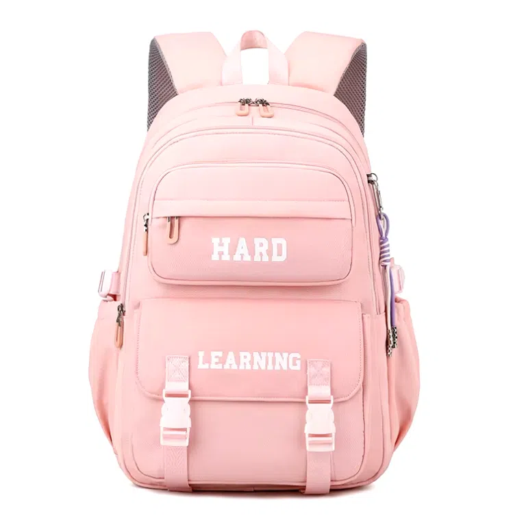 کوله پشتی اسپرت طرح HARD LAERNING رنگ گلبهی